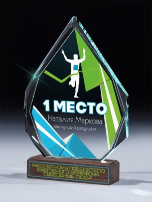 Стеклянная награда C66-260 с цветным нанесением