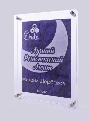 Приз из акрила 46-300 в 3D  с гравировкой