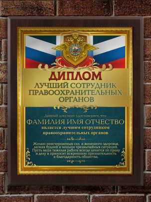 Плакетка "Лучший сотрудник правоохранительных органов"